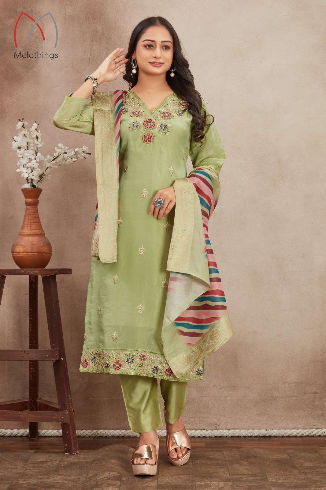 D.NO :- 2217 BY MCLOTHINGH IN VISCOSE SHIMMER 3D CUT WORK FLOWER WITH CODING WORK 