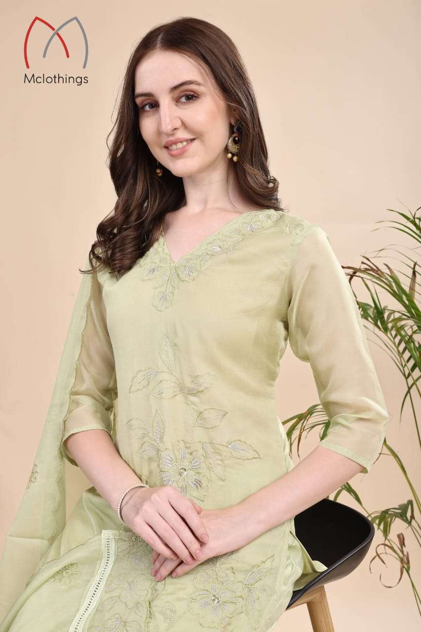 D.NO :- 2235 BY MCLOTHINGS IN ORGANZA WITH CUTE WORK AND FULL SOFT COTTON INNER 