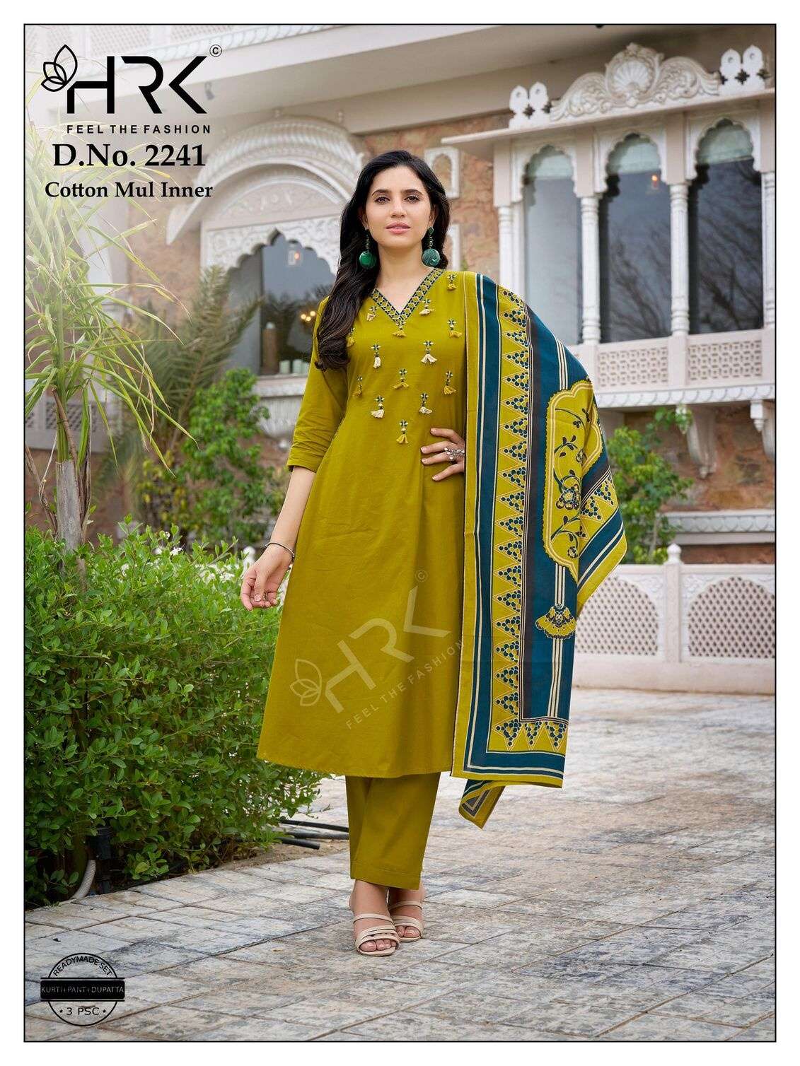 D.NO :- 2241 BY HRK IN DABHU COTTON A LINE STYLE SIDE POCKET WITH HAND WORK 