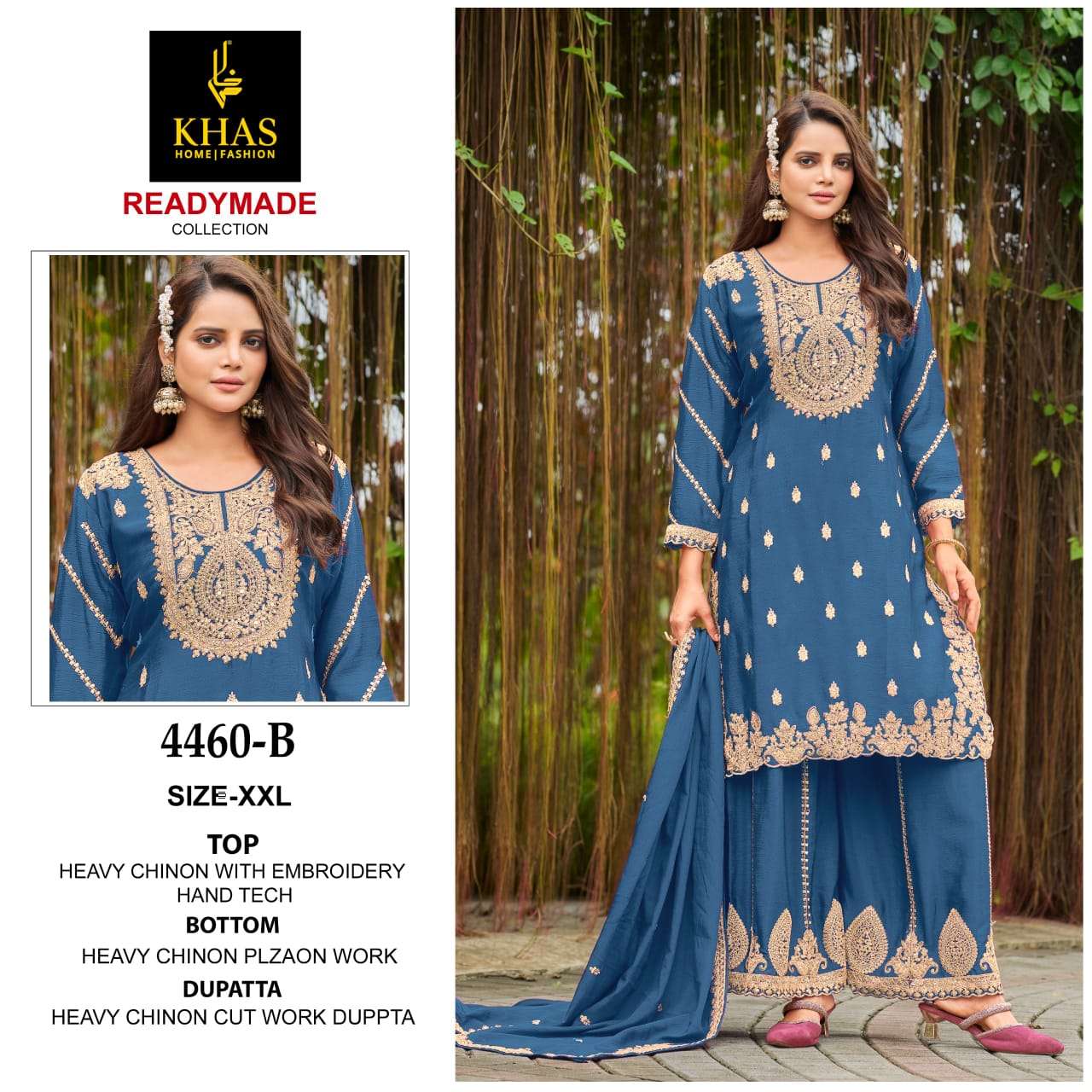 D.NO :- 4460 BY BY KHAS IN CHINON SILK BEEUTIFUL NEW RADY MADE COLLECTION 