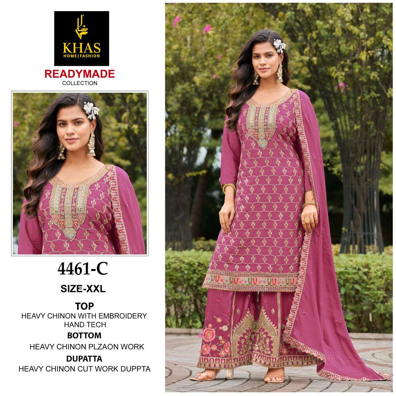 D.NO :- 4461 BY BY KHAS IN CHINON SILK BEEUTIFUL NEW RADY MADE COLLECTION 