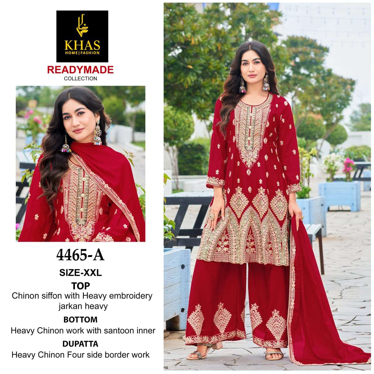 D.NO :- 4465 BY BY KHAS IN CHINON SILK BEEUTIFUL NEW RADY MADE COLLECTION 