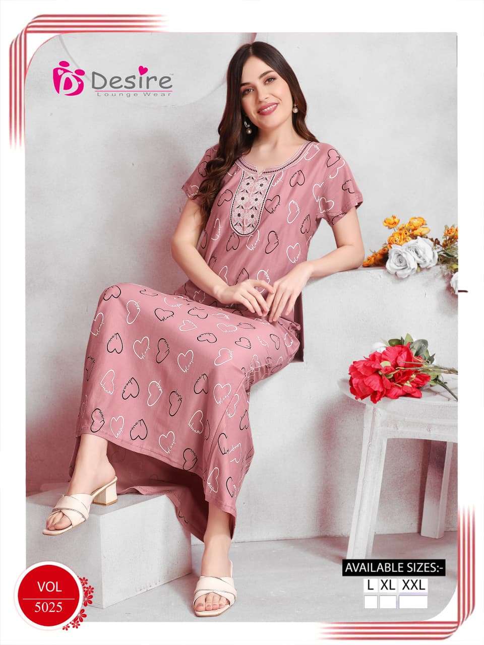 D.NO :- 5025 BY DESIRE IN PREMIUM SERIES HOSIERY NIGHTY 