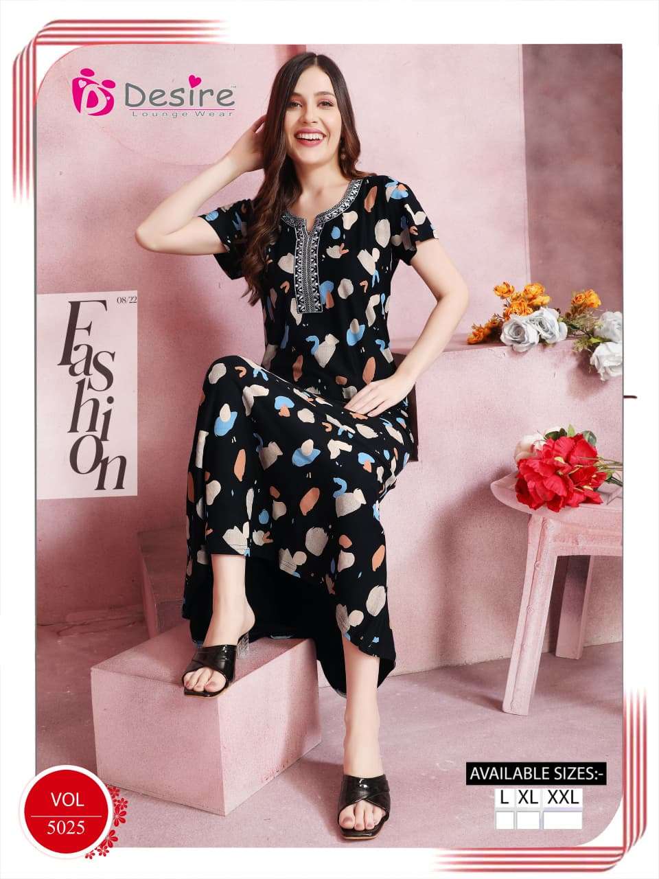 D.NO :- 5025 BY DESIRE IN PREMIUM SERIES HOSIERY NIGHTY 