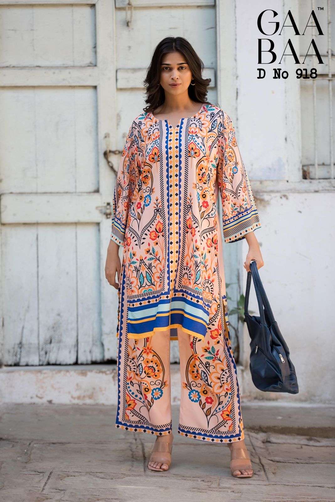 D.NO :- 918 BY GAABAA IN HEAVY RAYON LIVA WITH DIGITAL PRINT OFFICE WEAR CO-ORD SET 