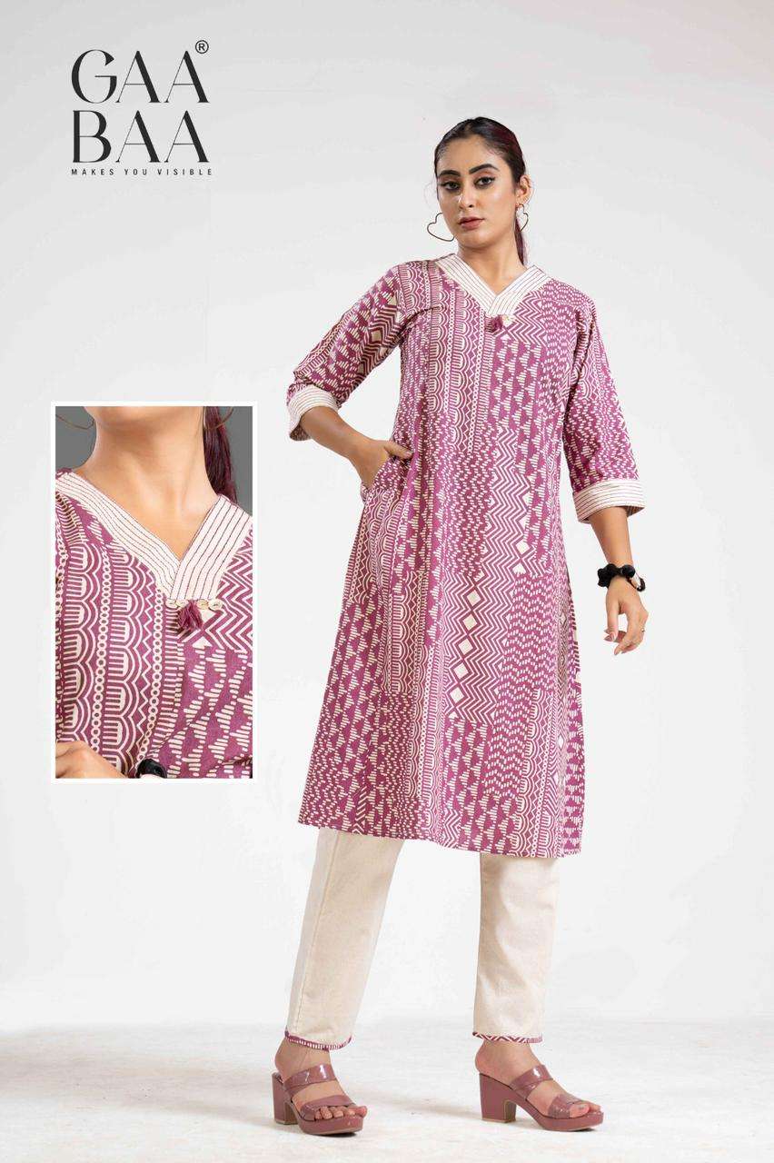 D.NO :- 924 BY GAABAA IN COTTON FLEX PRINT CO-ORD SET WITH STITCHING PATTERN 
