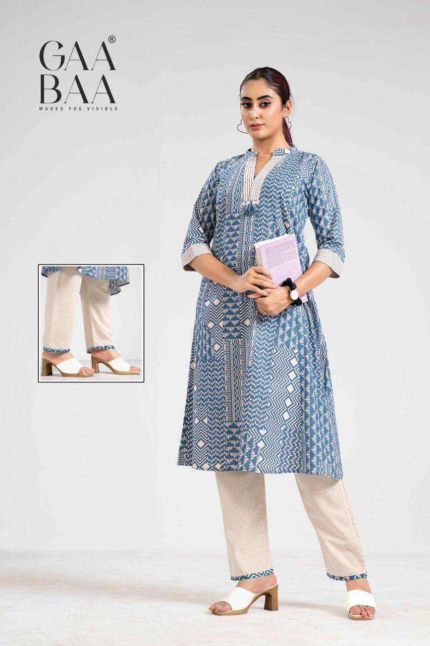 D.NO :- 924 BY GAABAA IN COTTON FLEX PRINT CO-ORD SET WITH STITCHING PATTERN 