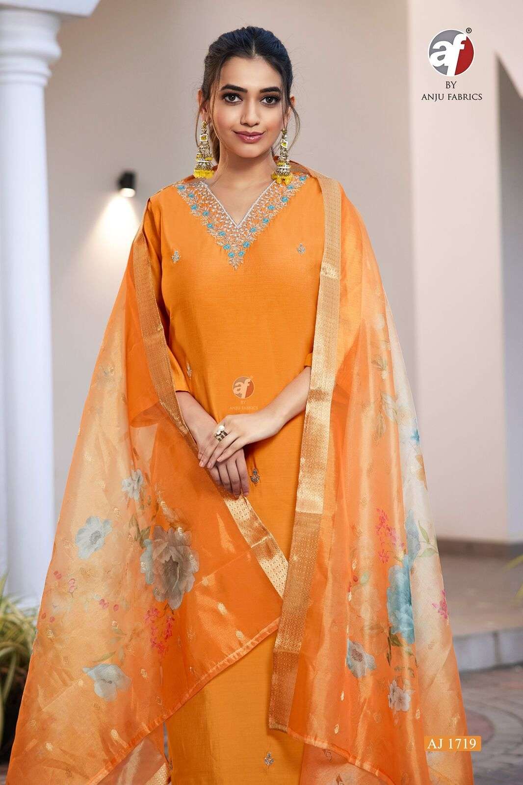 D.NO:- AJ 1719 BY ANJU FABRICS IN MODAL SILK WITH HAND WORK AND ORGANZA WITH JACQUARD  DUPATTA 