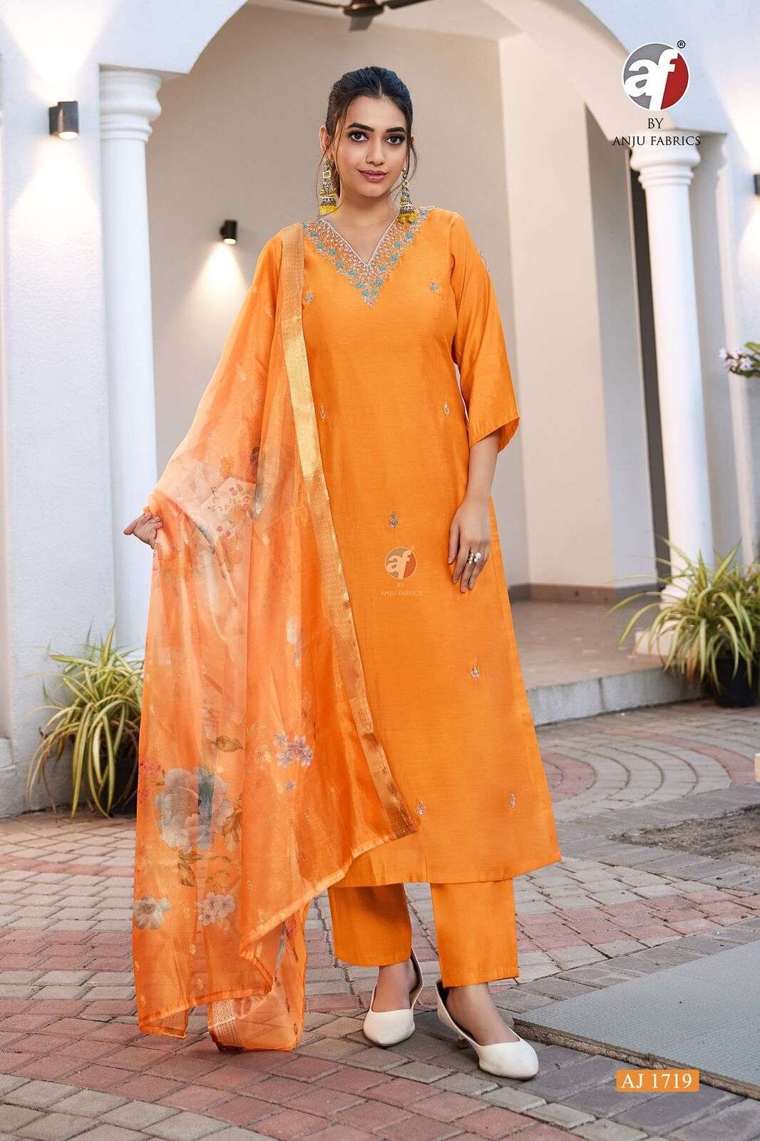 D.NO:- AJ 1719 BY ANJU FABRICS IN MODAL SILK WITH HAND WORK AND ORGANZA WITH JACQUARD  DUPATTA 