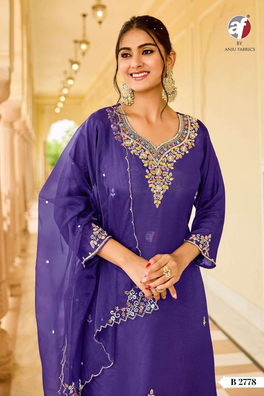 D.NO:- B 2778 BY ANJU FABRICS IN PURE DOLA SILK KURTI PANT & DUPATTA WITH HEAVY HANDWORK 