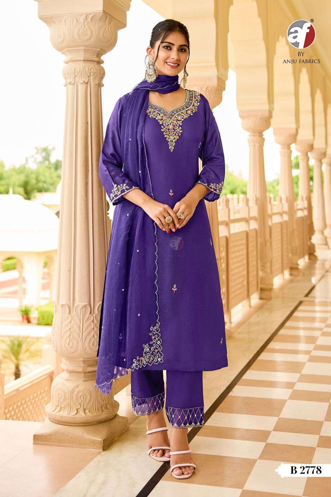 D.NO:- B 2778 BY ANJU FABRICS IN PURE DOLA SILK KURTI PANT & DUPATTA WITH HEAVY HANDWORK 