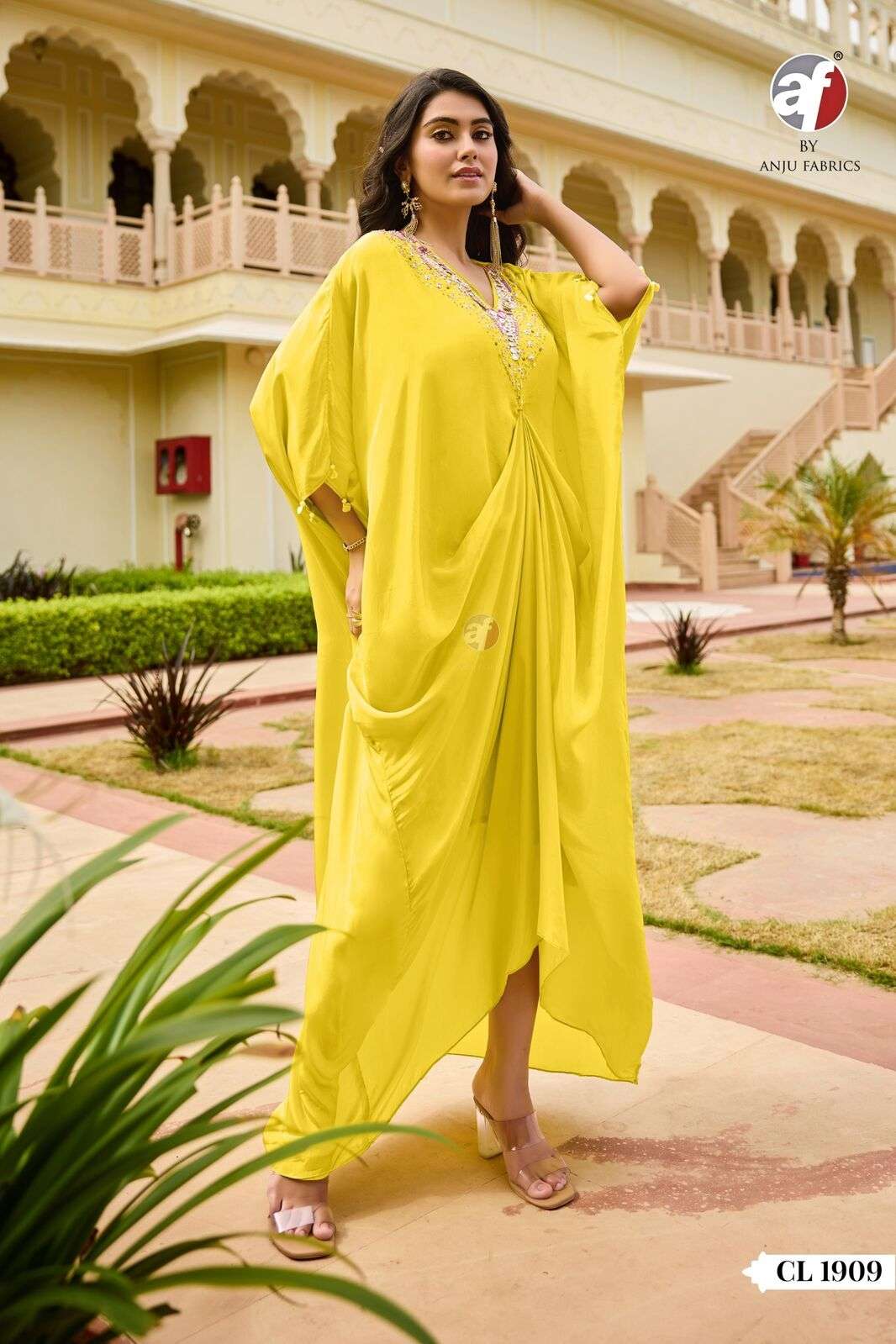 D.NO:- CL 1909 BY ANJU FABRICS IN PURE NATURAL CREPE WITH HANDWORK DESIGNER INDOWESTERN