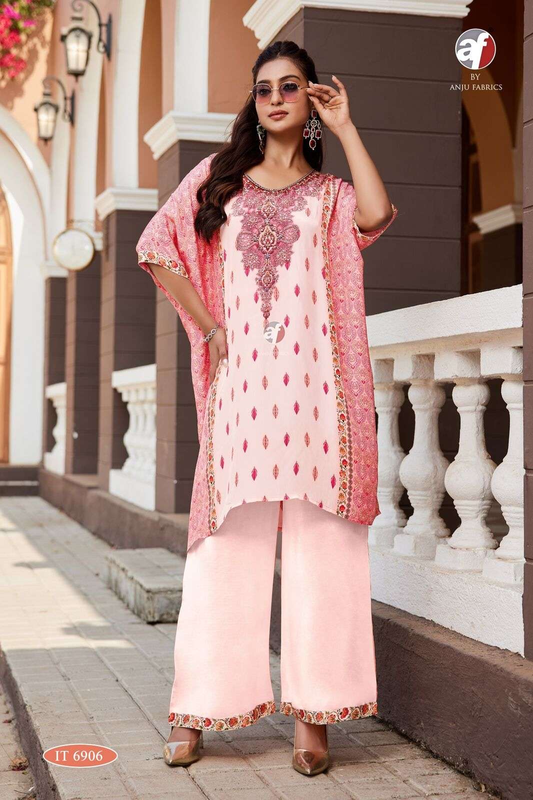 D.NO:- IT 6906 BY ANJU FABRICS IN PURE NATURAL CREPE DESIGNER KAFTAN KURTI WITH TULIP PANT