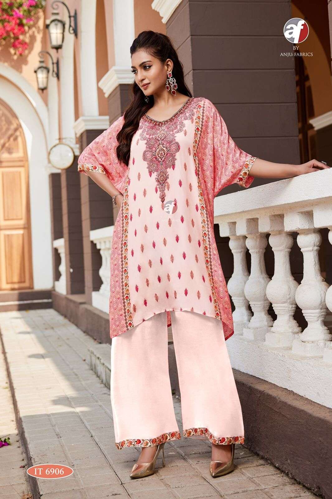 D.NO:- IT 6906 BY ANJU FABRICS IN PURE NATURAL CREPE DESIGNER KAFTAN KURTI WITH TULIP PANT