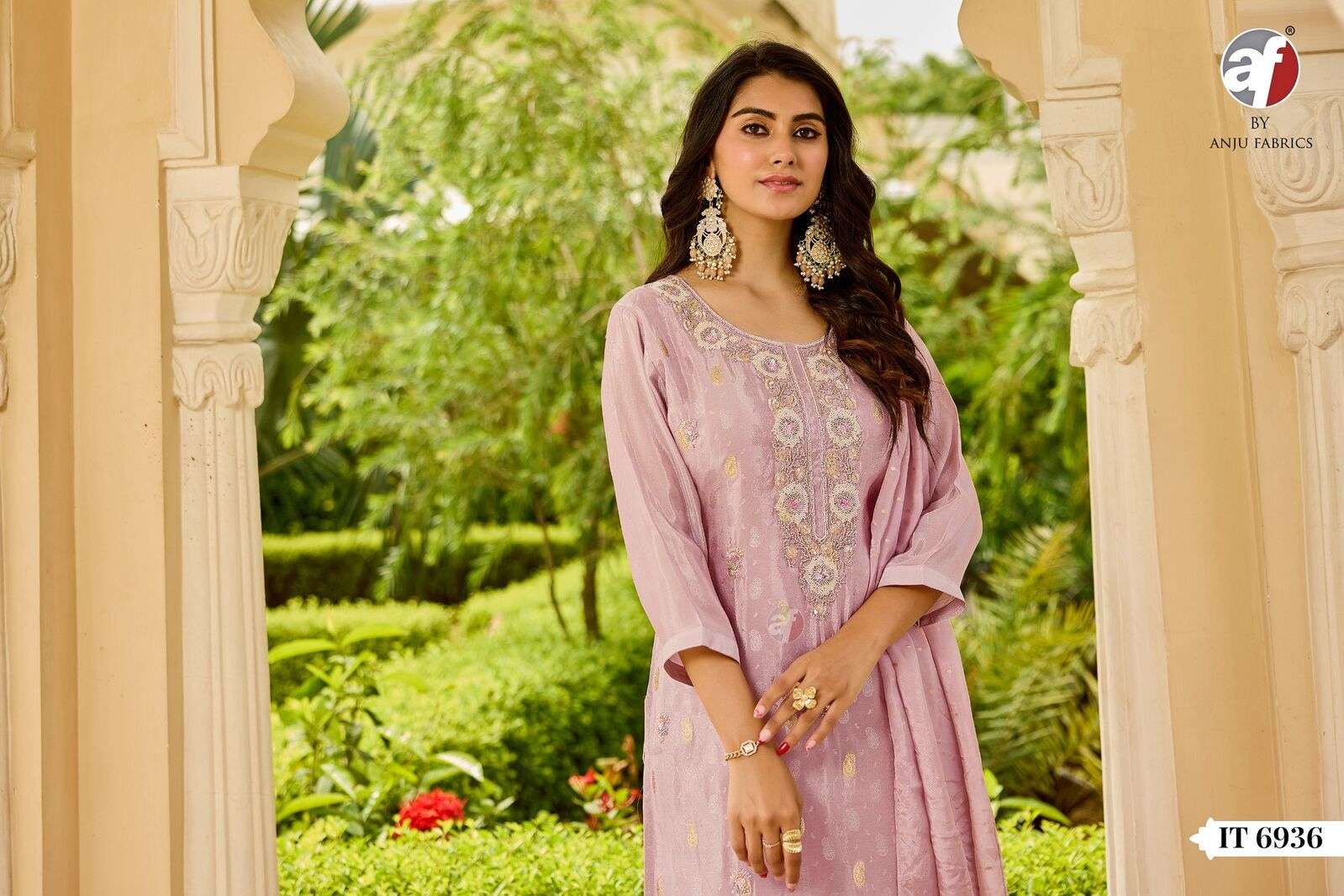 D.NO:- IT 6936 BY ANJU FABRICS IN PURE TISSUE SHIMMER WITH JACQUARD AND PURE HANDWORK