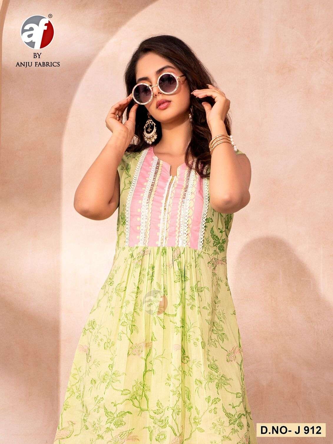 D.NO:- J 912 BY ANJU FABRICS IN PURE COTTON MUL DESIGNER CO-ORD SET WITH LACE WORK 