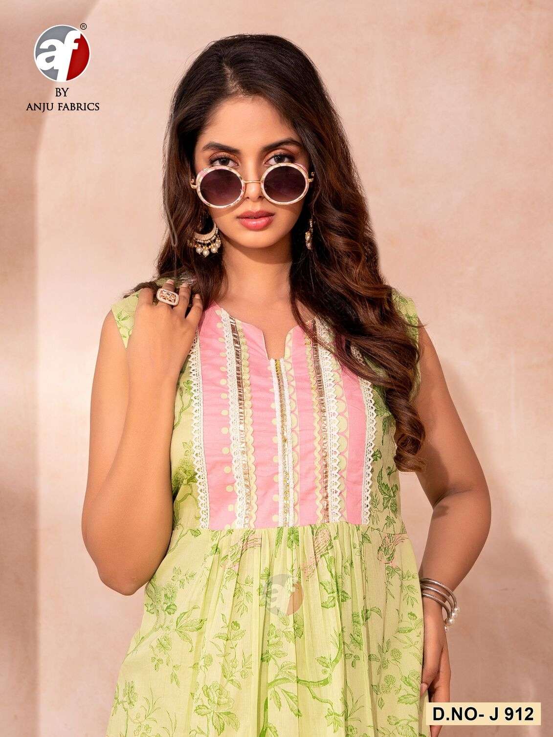 D.NO:- J 912 BY ANJU FABRICS IN PURE COTTON MUL DESIGNER CO-ORD SET WITH LACE WORK 