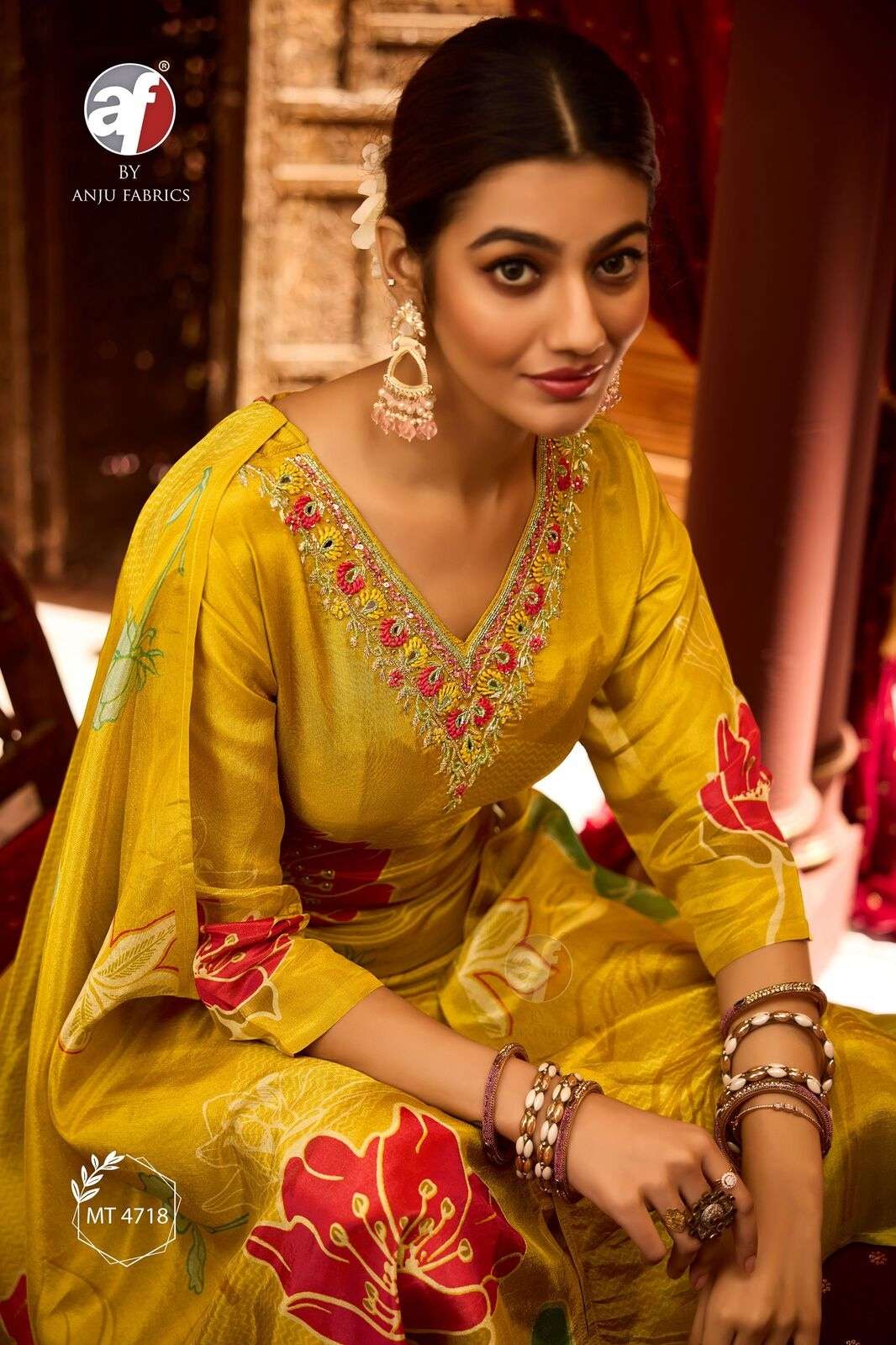 D.NO:- MT 4718 BY ANJU FABRICS IN PURE TISSUE SHIMMER WITH JACQUARD DUPATTA AND HANDWORK 