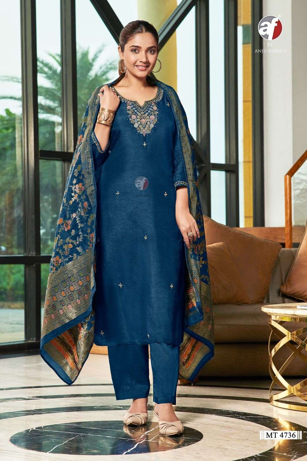 D.NO:- MT 4736 BY ANJU FABRICS IN PURE DOLA SILK WITH JACQUARD DUPATTA AND HEAVY HANDWORK 