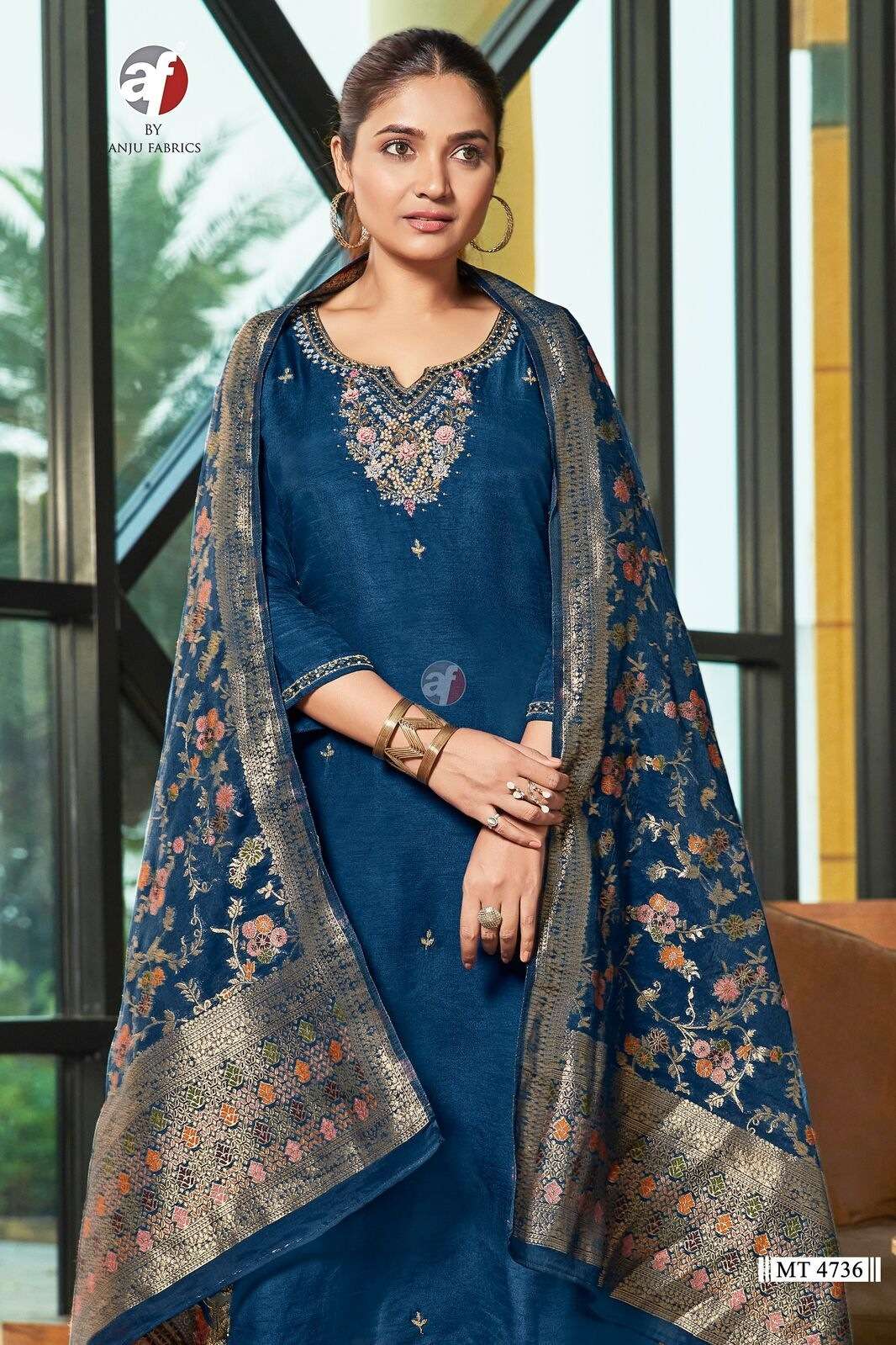 D.NO:- MT 4736 BY ANJU FABRICS IN PURE DOLA SILK WITH JACQUARD DUPATTA AND HEAVY HANDWORK 