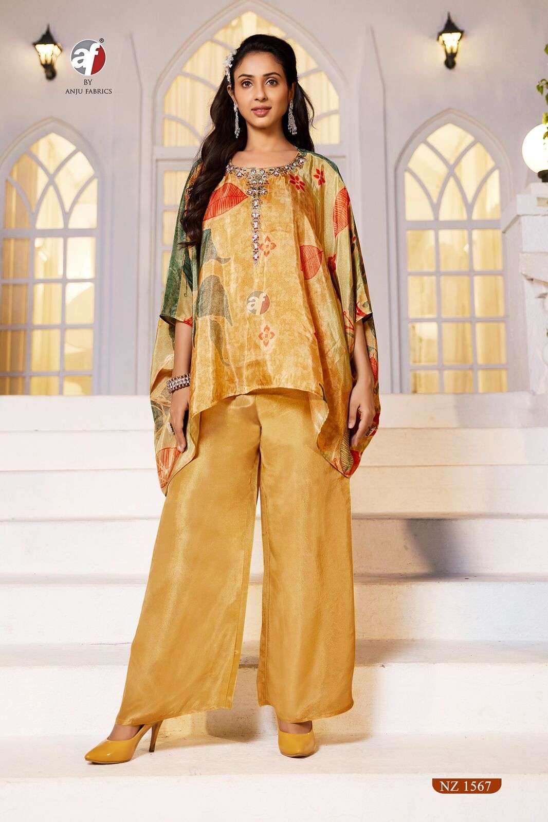 D.NO:- NZ 1567 BY ANJU FABRICS IN PURE TISSUE SHIMMER WITH PURE HANDWORK