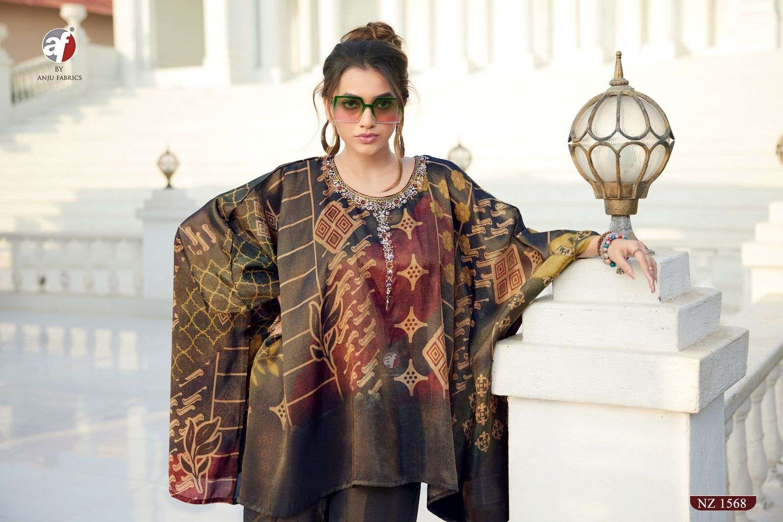 D.NO:- NZ 1568 BY ANJU FABRICS IN PURE TISSUE SHIMMER WITH PURE HANDWORK