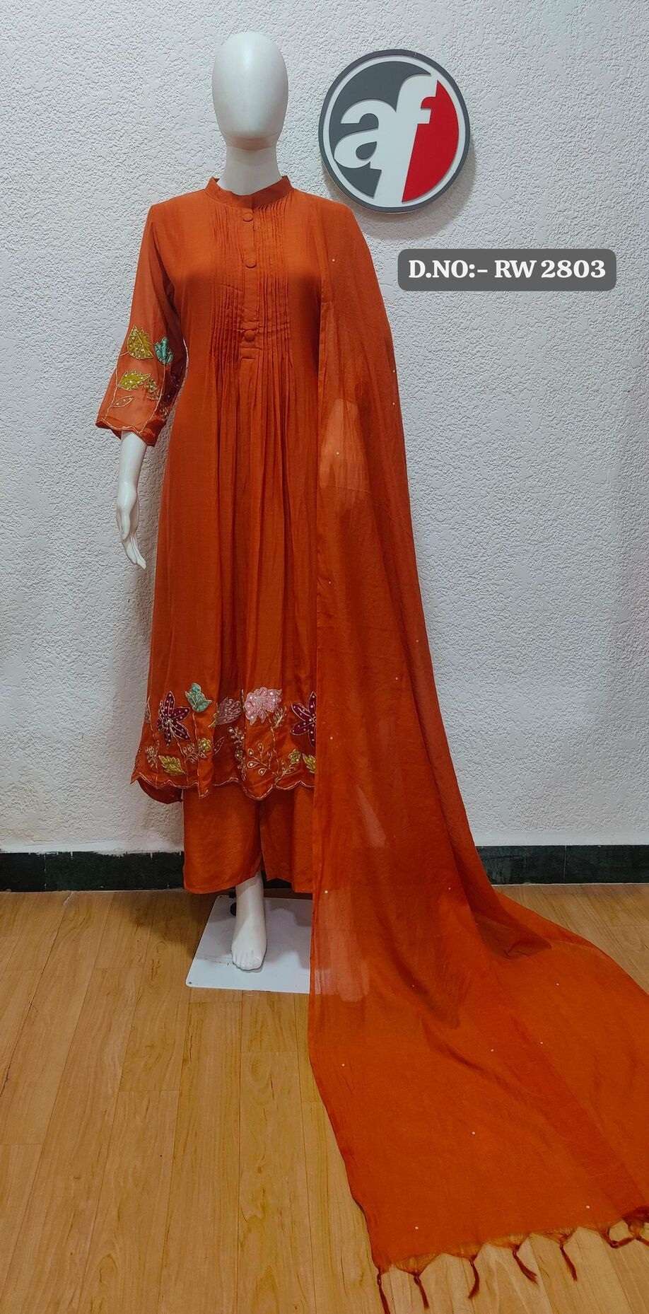 D.NO:- RW 2803 BY ANJU FABRICS IN PURE MUL CHANDERI ANARKALI KURTI WITH WIDE PANT & DUPATTA 