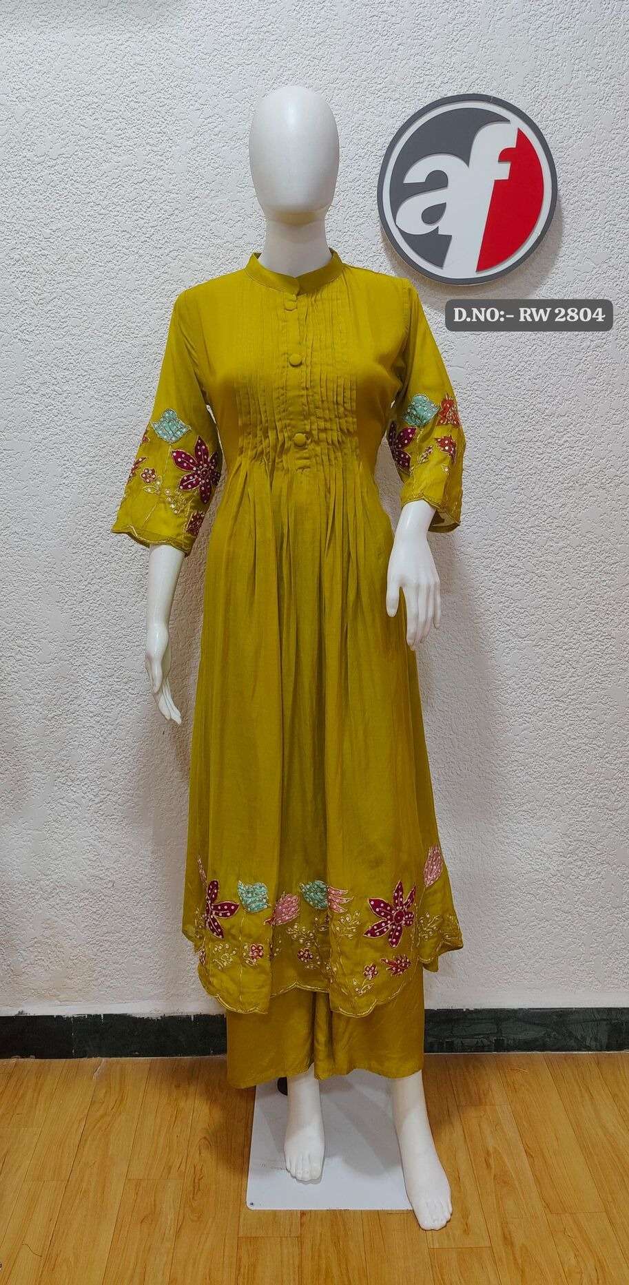 D.NO:- RW 2804 BY ANJU FABRICS IN PURE MUL CHANDERI ANARKALI KURTI WITH WIDE PANT & DUPATTA 