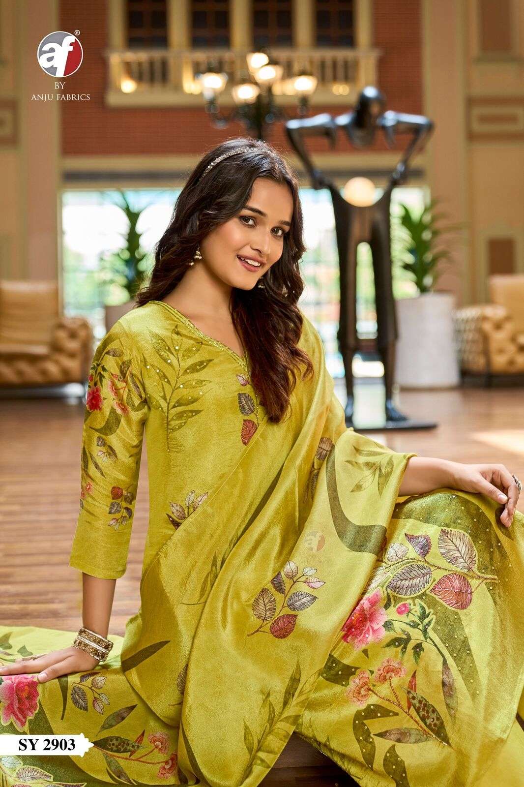 D.NO:- SY 2903 BY ANJU FABRICS IN PURE TISSUE SHIMMER WITH DIGITAL PRINT & HEAVY HANDWORK 