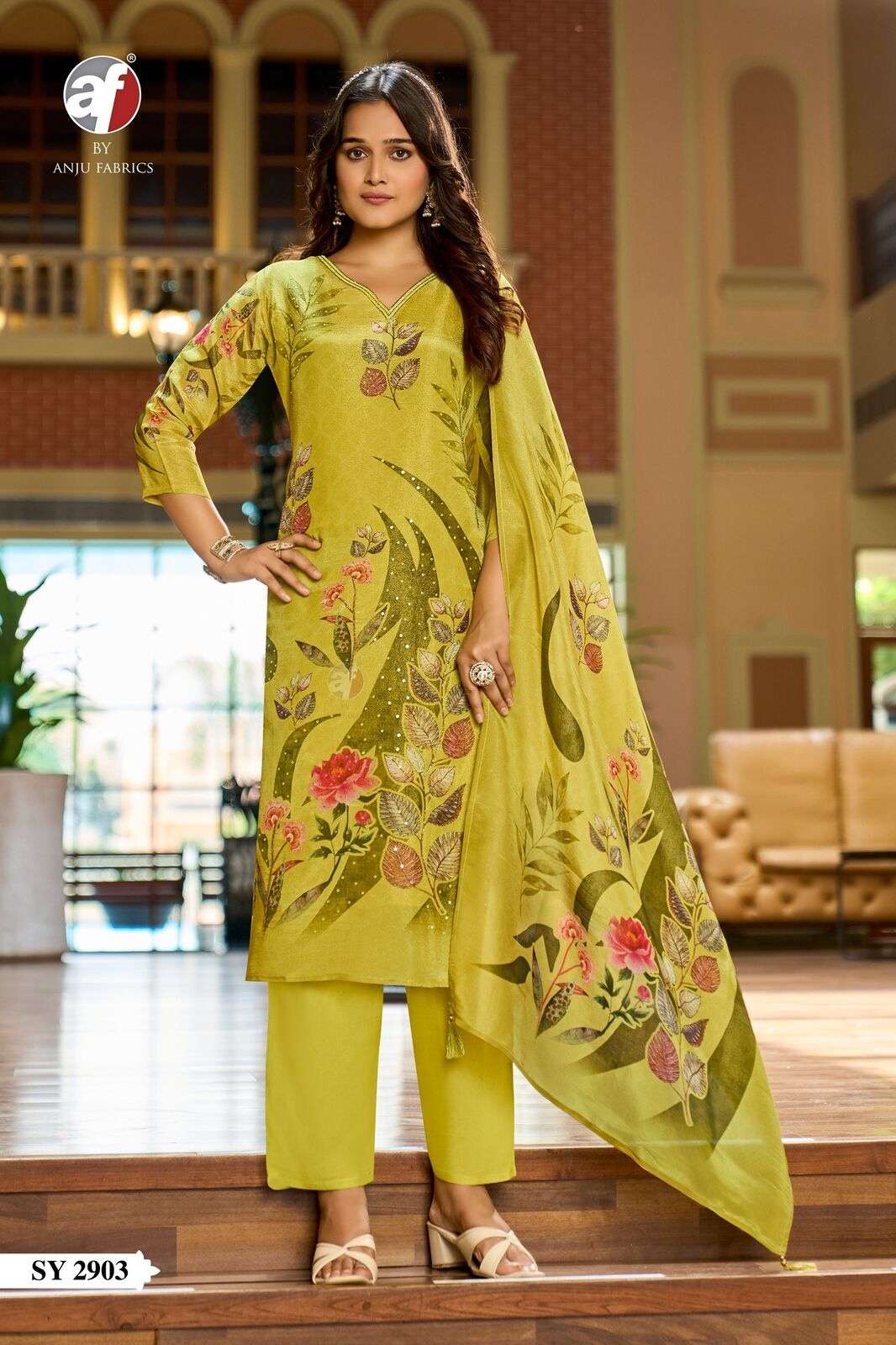 D.NO:- SY 2903 BY ANJU FABRICS IN PURE TISSUE SHIMMER WITH DIGITAL PRINT & HEAVY HANDWORK 