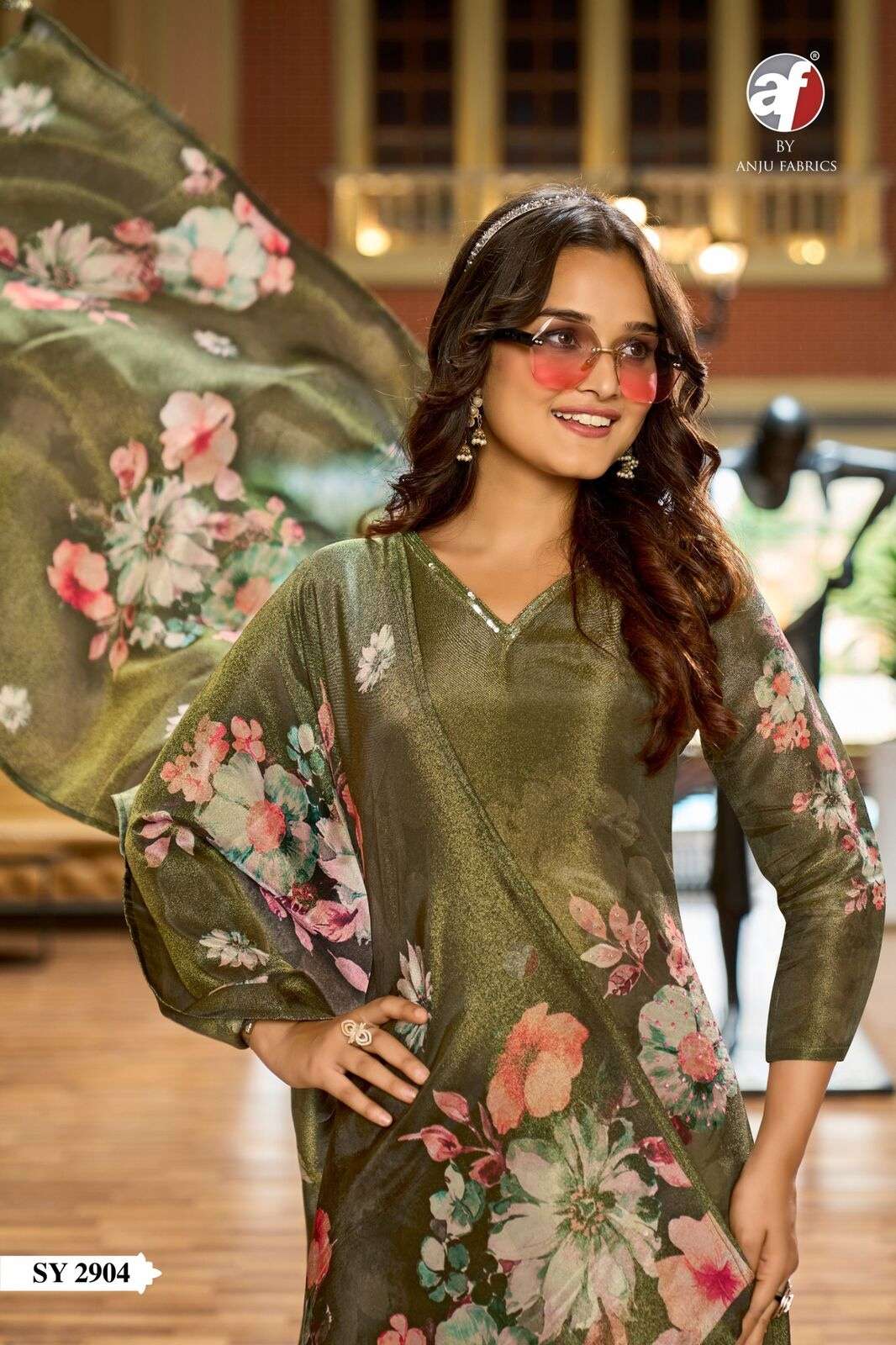 D.NO:- SY 2904 BY ANJU FABRICS IN PURE TISSUE SHIMMER WITH DIGITAL PRINT & HEAVY HANDWORK 