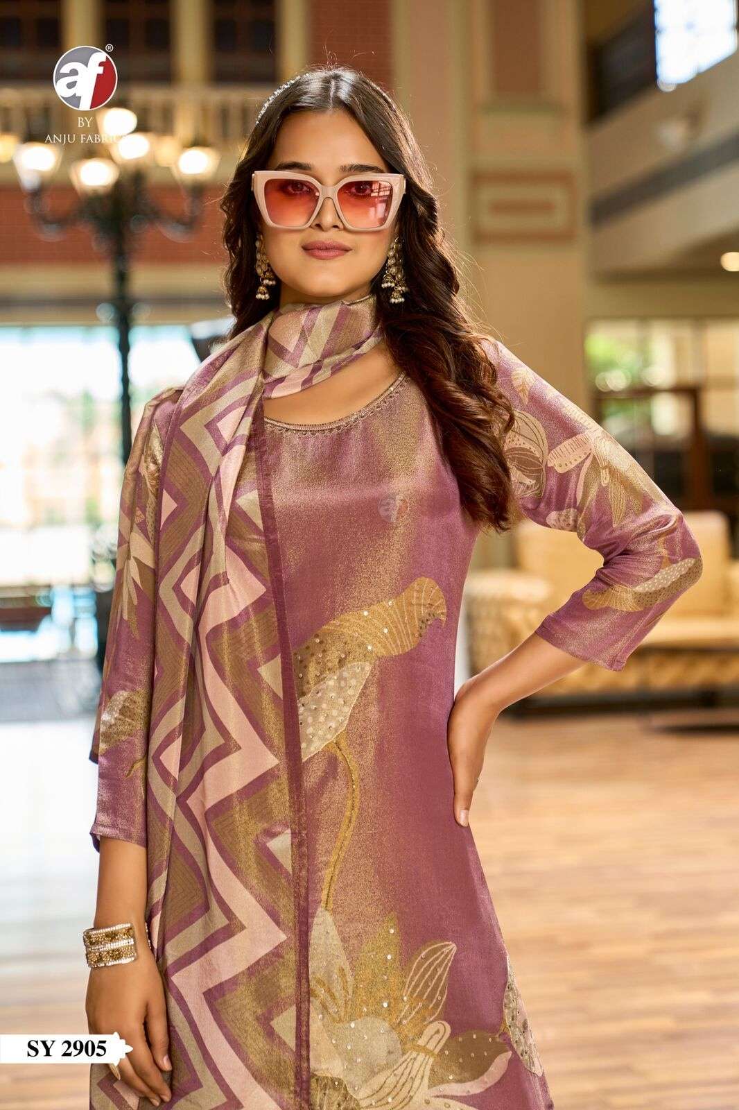 D.NO:- SY 2905 BY ANJU FABRICS IN PURE TISSUE SHIMMER WITH DIGITAL PRINT & HEAVY HANDWORK 