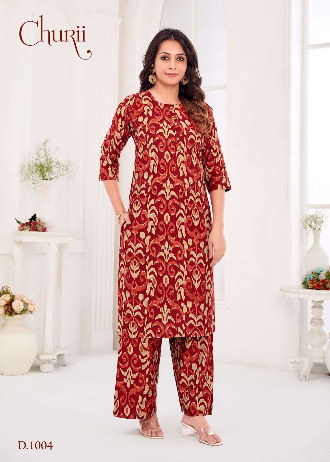 DAISY BY CHURII IN SOFT VATICAN WITH HANDWORK AND PANT WITH POCKETS