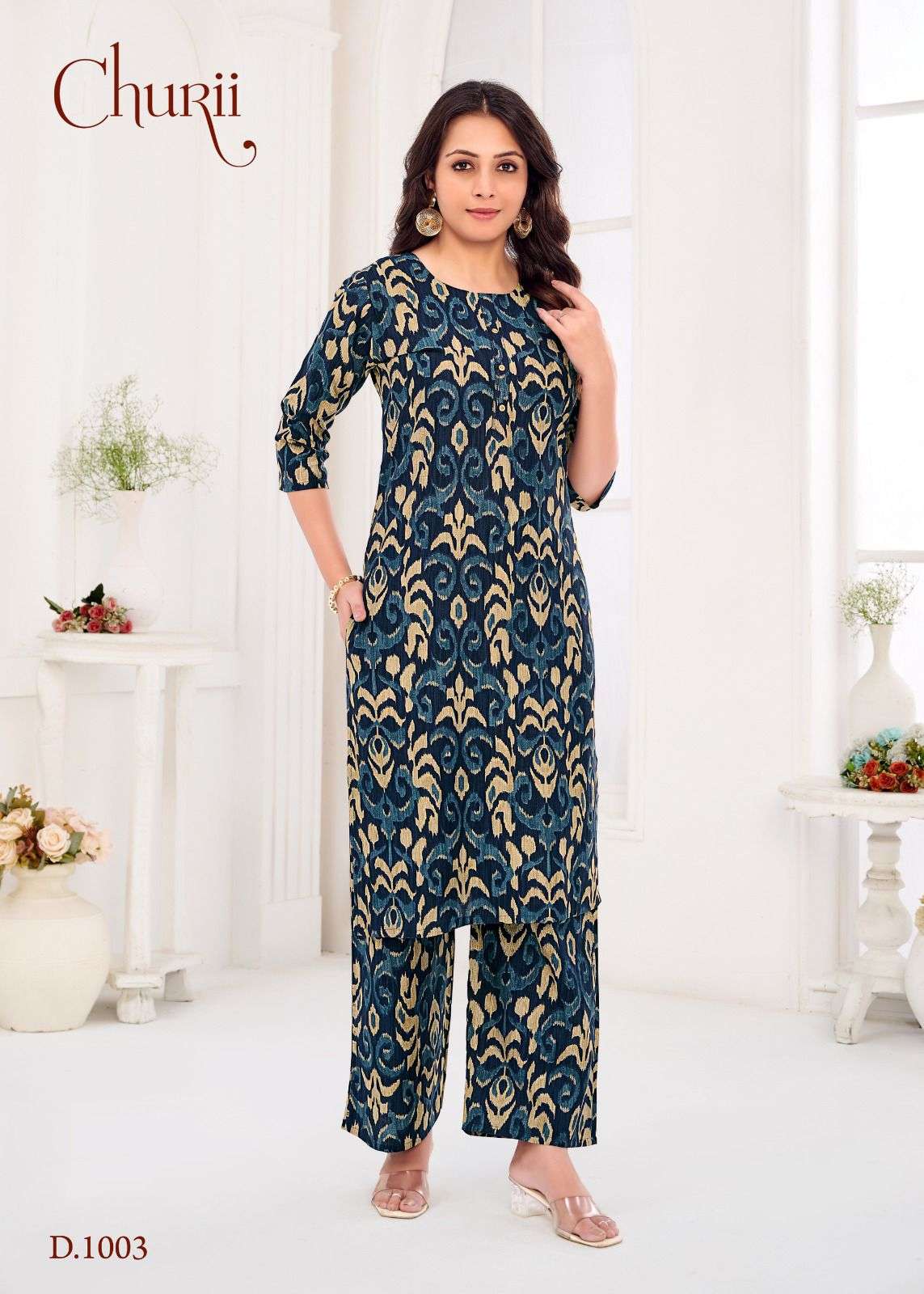 DAISY BY CHURII IN SOFT VATICAN WITH HANDWORK AND PANT WITH POCKETS