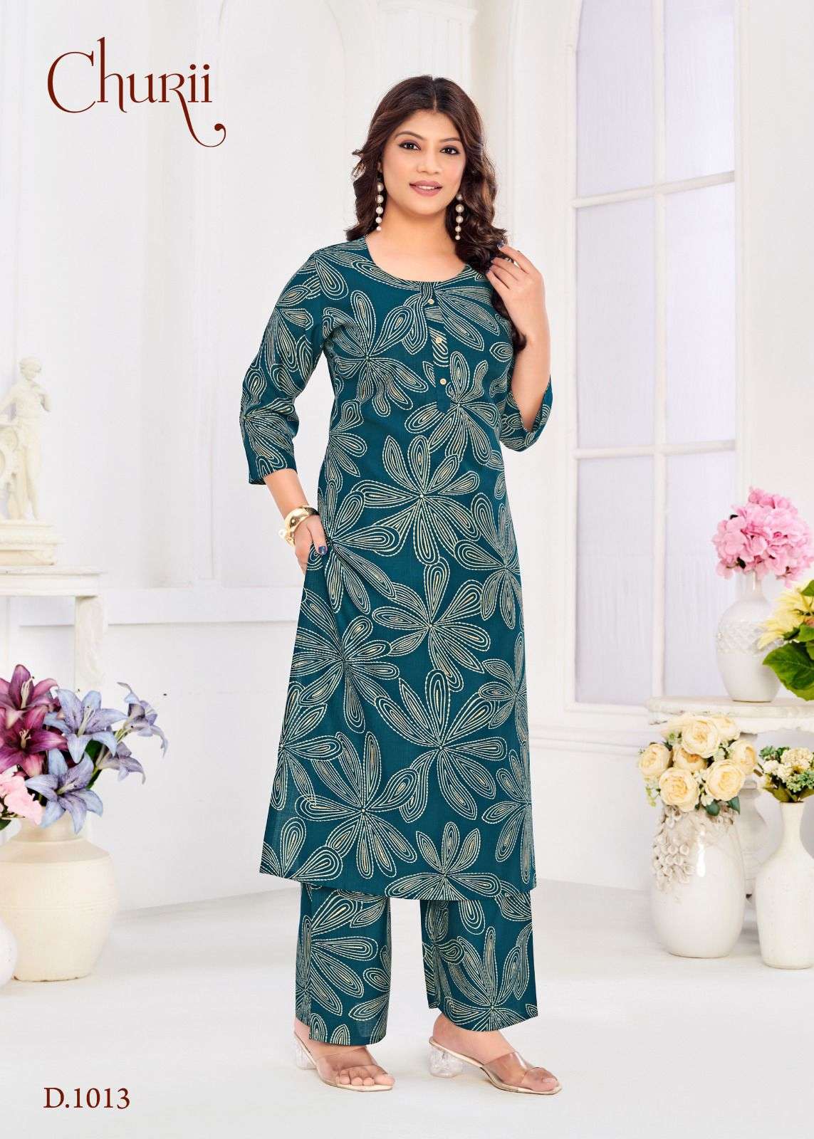 DAISY BY CHURII IN SOFT VATICAN WITH HANDWORK AND PANT WITH POCKETS