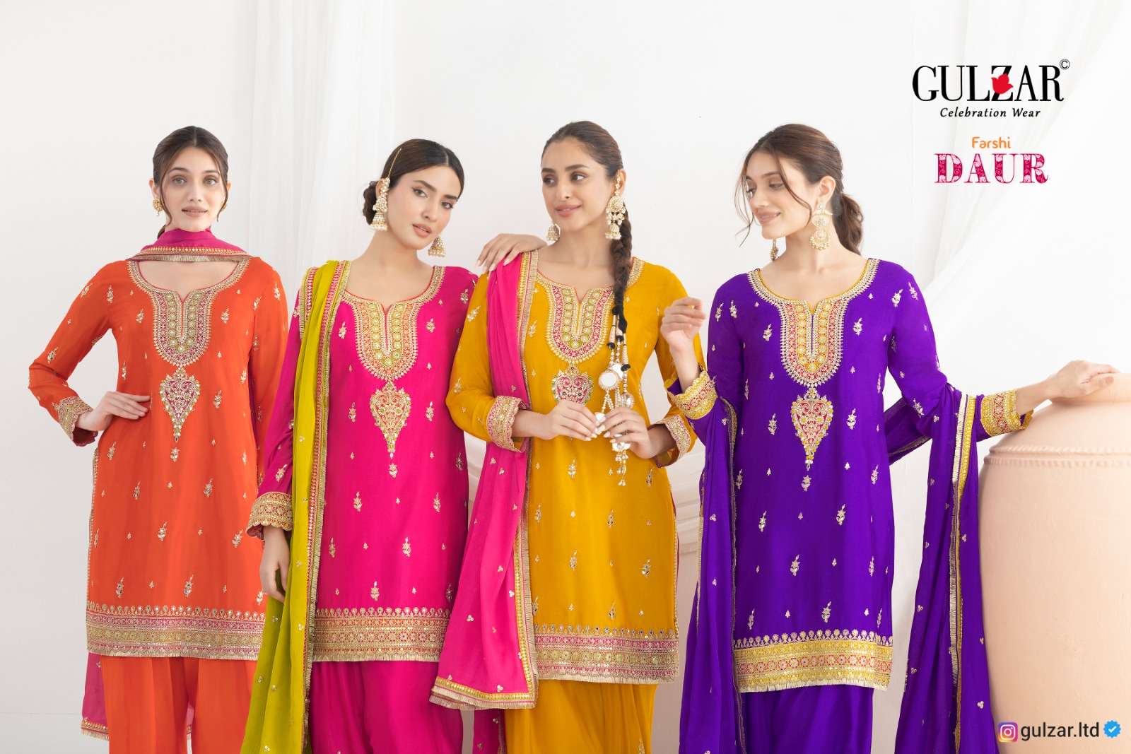 DAUR BY GULZAR IN PREMIUM CHINON FABRICS WITH BEAUTIFULL EMBROIDERY WORK 