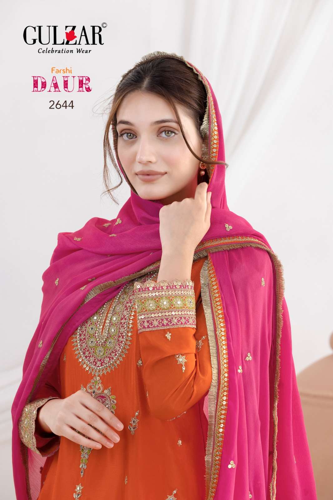 DAUR BY GULZAR IN PREMIUM CHINON FABRICS WITH BEAUTIFULL EMBROIDERY WORK 