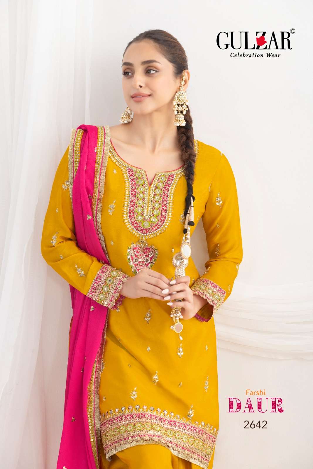 DAUR BY GULZAR IN PREMIUM CHINON FABRICS WITH BEAUTIFULL EMBROIDERY WORK 