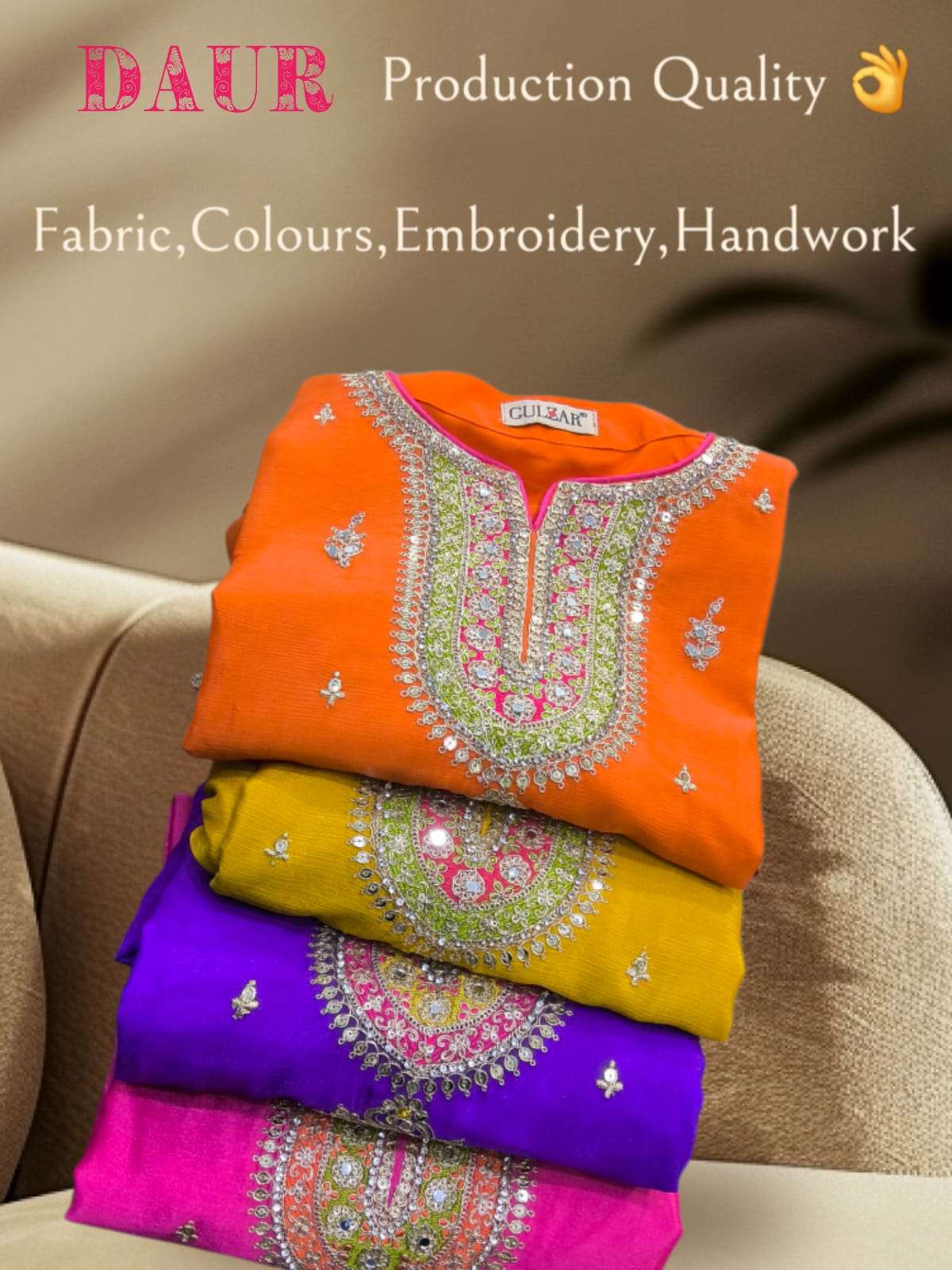 DAUR BY GULZAR IN PREMIUM CHINON FABRICS WITH BEAUTIFULL EMBROIDERY WORK 