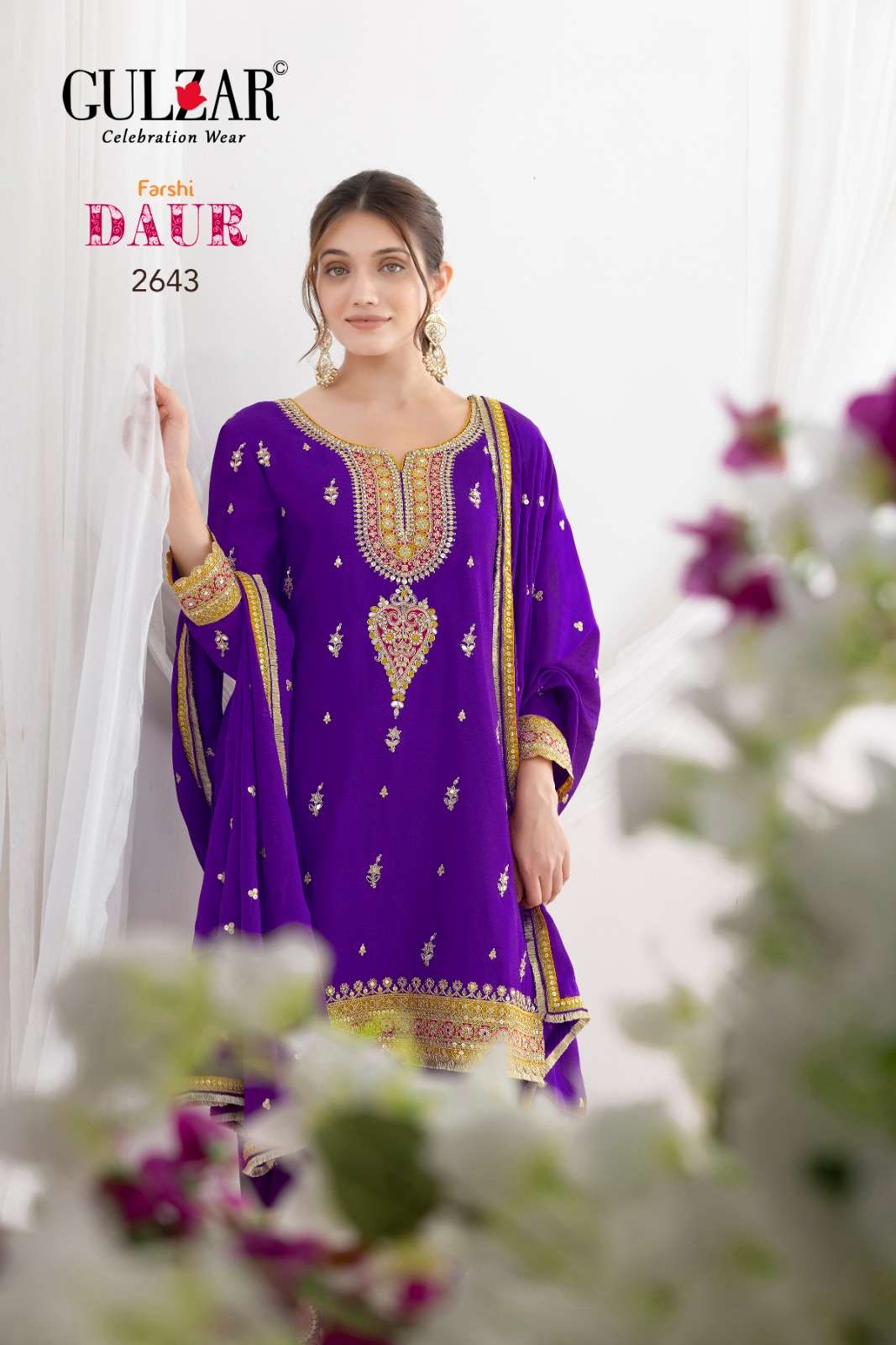 DAUR BY GULZAR IN PREMIUM CHINON FABRICS WITH BEAUTIFULL EMBROIDERY WORK 