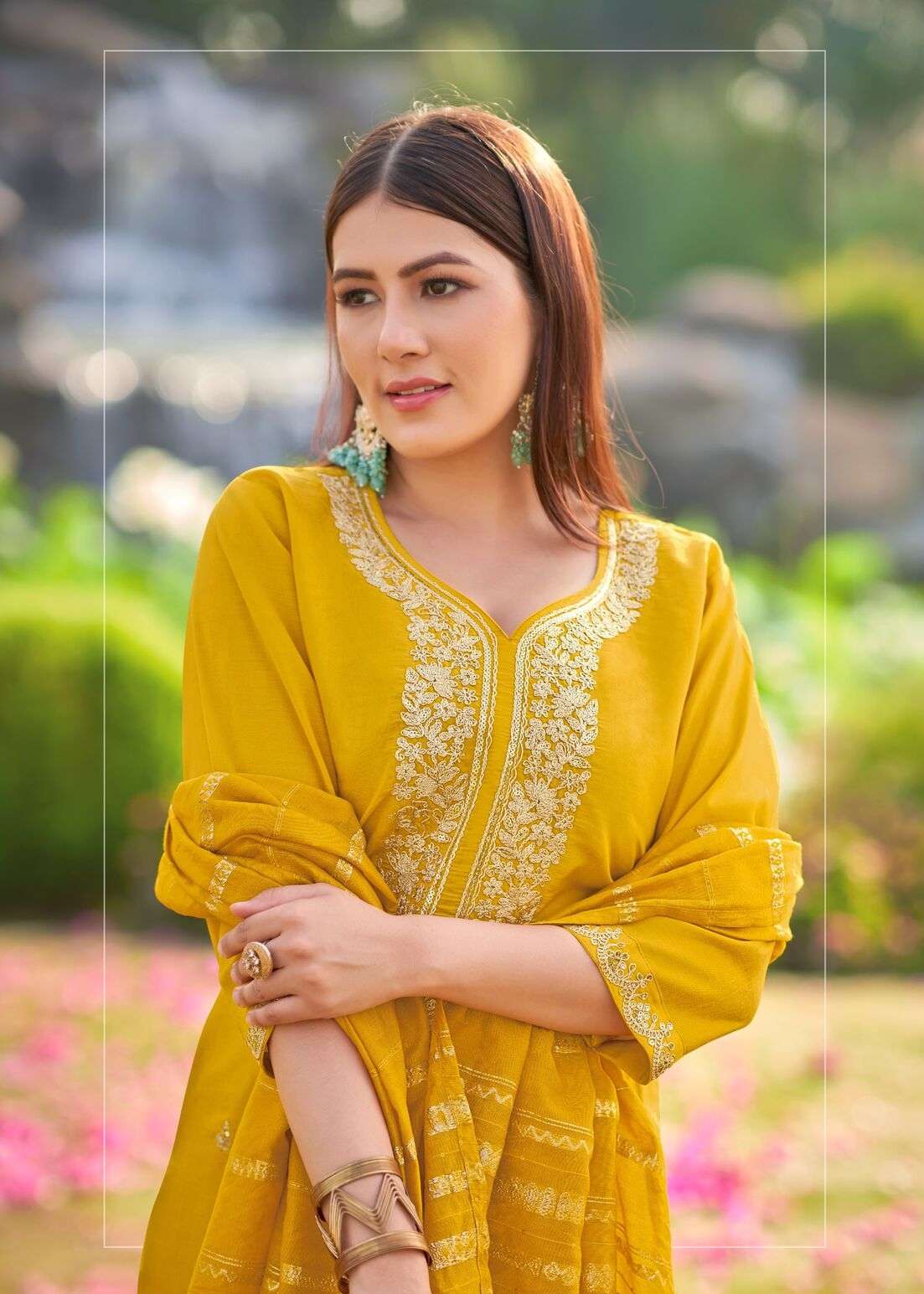 DILBARA BY TEXOFAB IN SIMMER ROMAN WITH QUARDING EMBROIDERY WITH FANCY LACE 