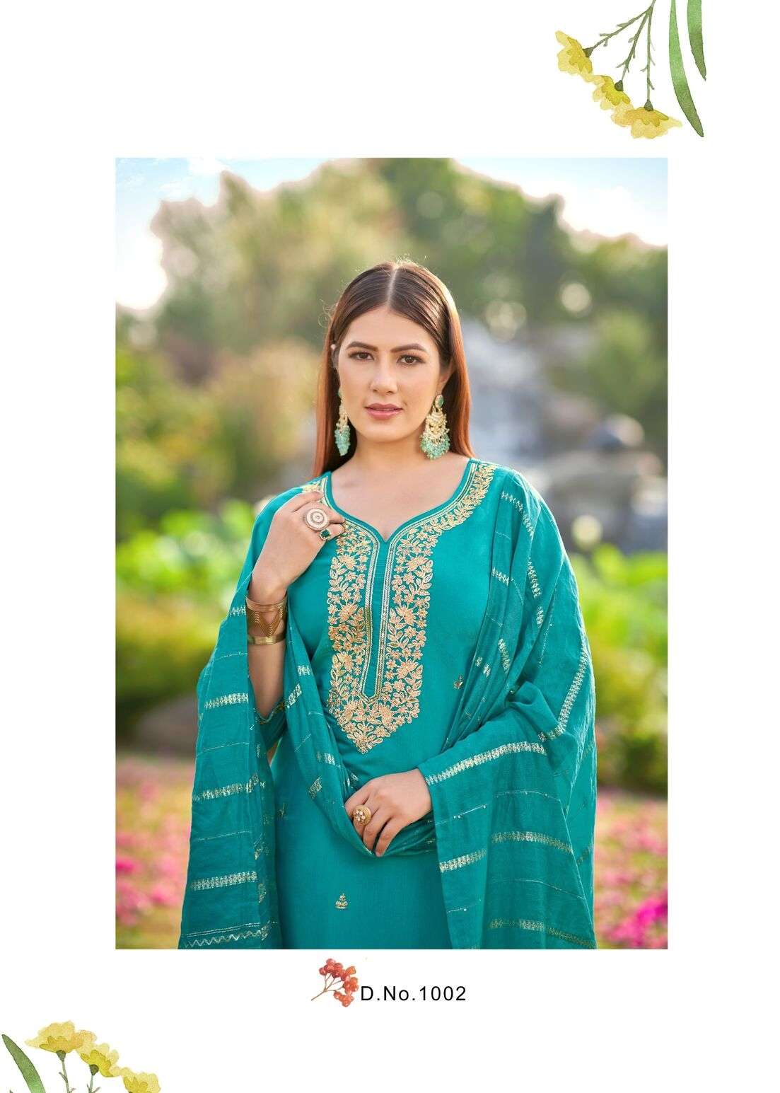 DILBARA BY TEXOFAB IN SIMMER ROMAN WITH QUARDING EMBROIDERY WITH FANCY LACE 