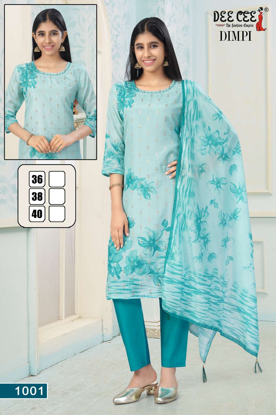 DIMPI BY DEECEE IN DIGITAL CHANDERI SILK ZARI BUTTI FABRIC STRAIGHT KURTI WITH INNER 