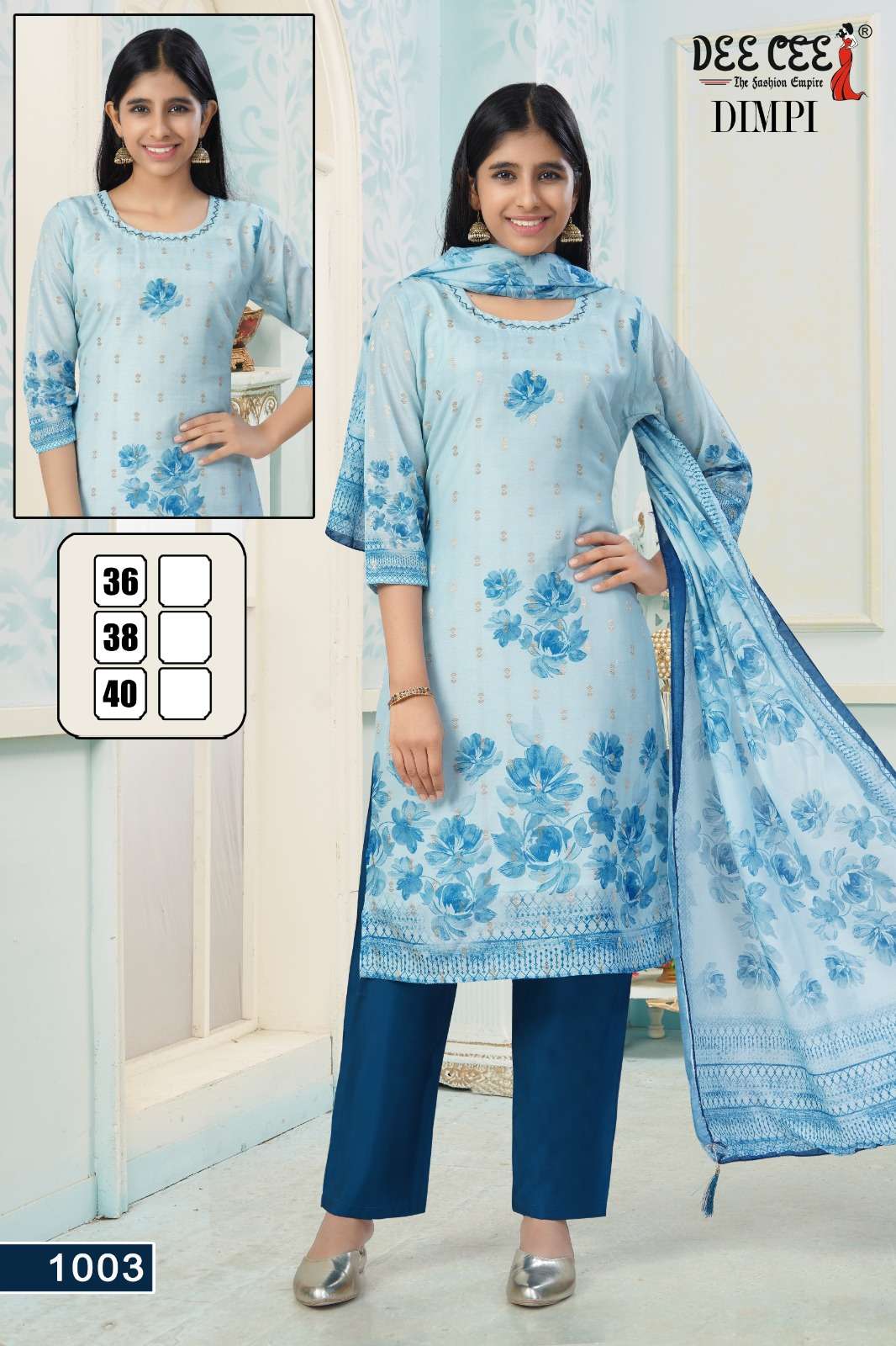 DIMPI BY DEECEE IN DIGITAL CHANDERI SILK ZARI BUTTI FABRIC STRAIGHT KURTI WITH INNER 