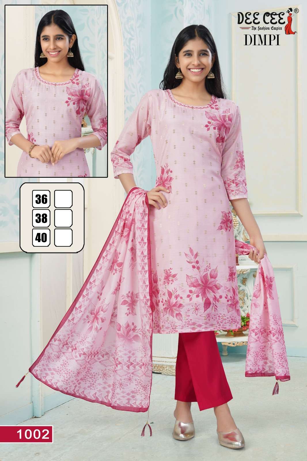 DIMPI BY DEECEE IN DIGITAL CHANDERI SILK ZARI BUTTI FABRIC STRAIGHT KURTI WITH INNER 