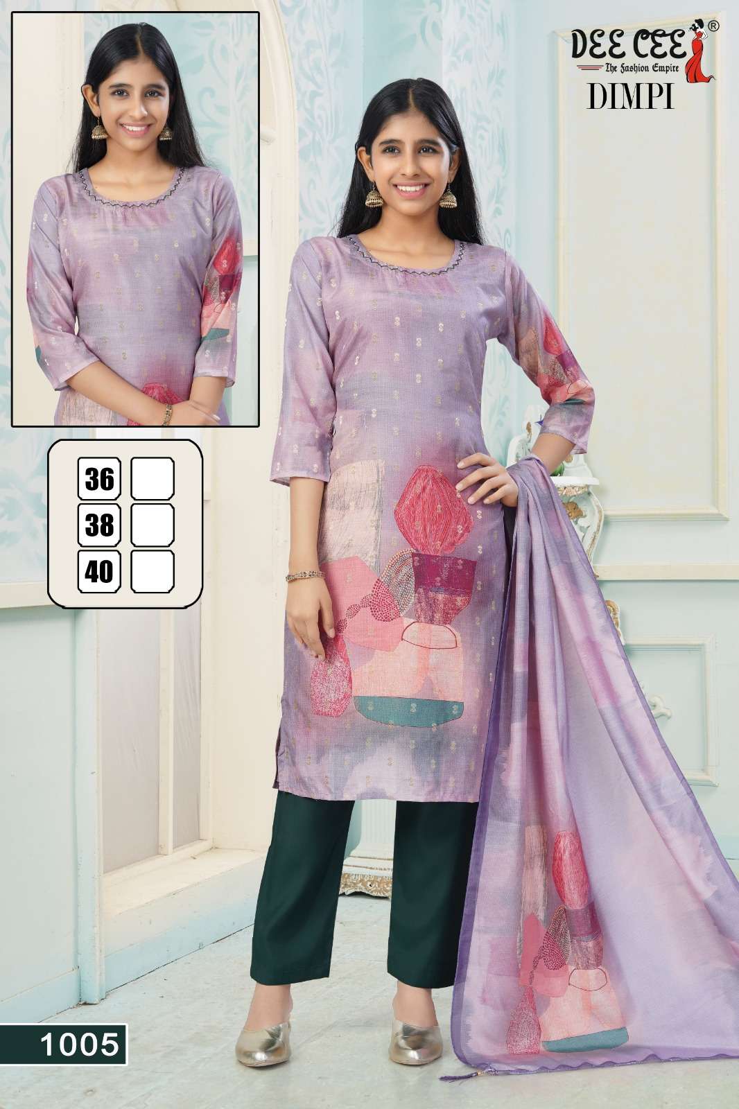 DIMPI BY DEECEE IN DIGITAL CHANDERI SILK ZARI BUTTI FABRIC STRAIGHT KURTI WITH INNER 