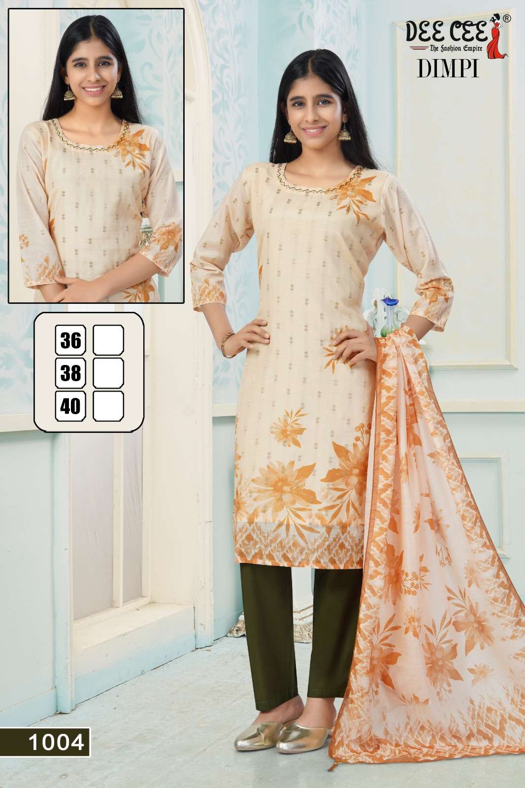 DIMPI BY DEECEE IN DIGITAL CHANDERI SILK ZARI BUTTI FABRIC STRAIGHT KURTI WITH INNER 