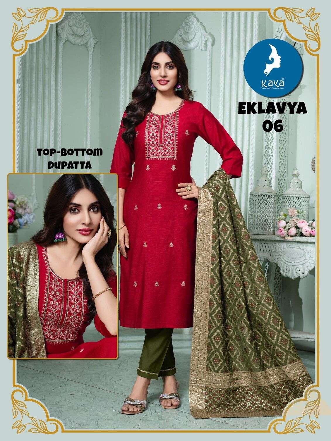 EKLAVYA BY KAYA KURTI IN VERTICAN SILK 3 PIECE STRAIGHT CUT CONCEPT 