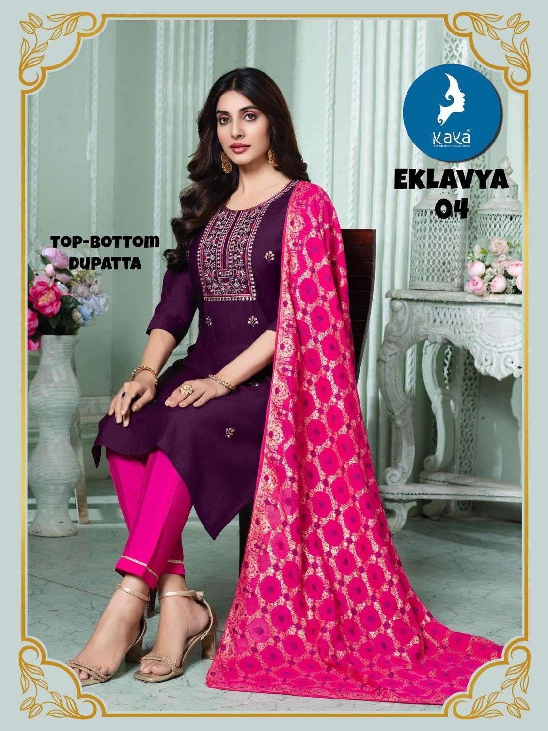 EKLAVYA BY KAYA KURTI IN VERTICAN SILK 3 PIECE STRAIGHT CUT CONCEPT 