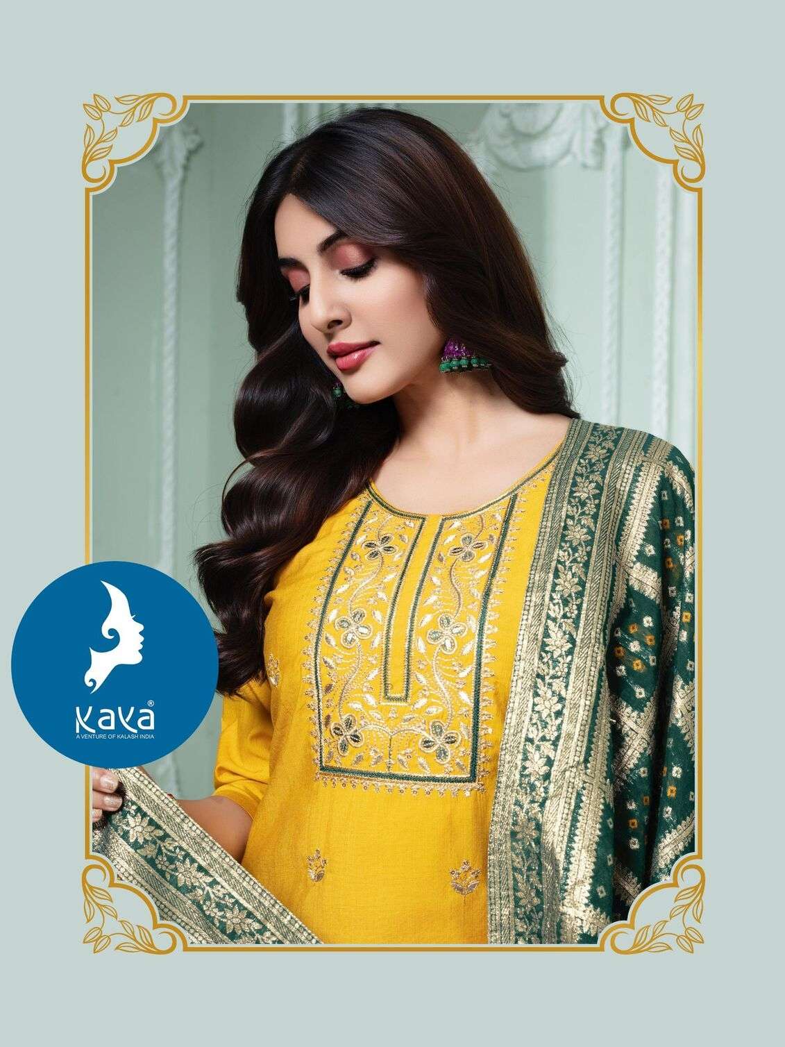 EKLAVYA BY KAYA KURTI IN VERTICAN SILK 3 PIECE STRAIGHT CUT CONCEPT 
